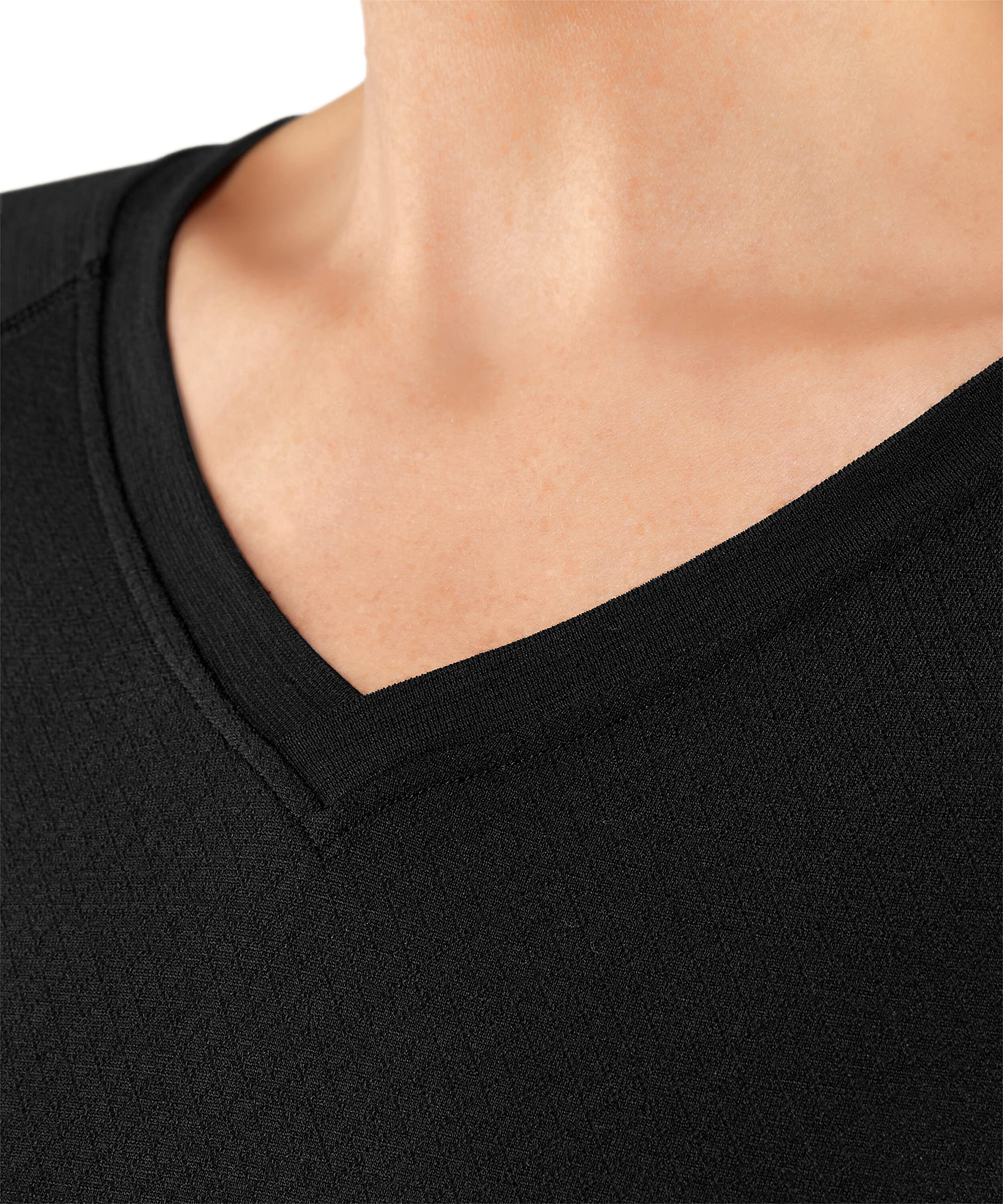 Falke Mujer Wool-Tech Light V Neck Camiseta técnica Deportiva Manga Larga para climas cálidos y fríos Transpirable regulación del Clima neutralizador de olores Lana Hilo Funcional 1 Pieza | de lana merina para temperaturas de cálidas a frías