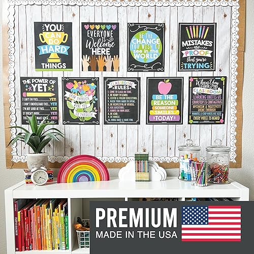 Miniatura 3 de Hadley Designs Carteles motivacionales para el aula, arte de pared con 9 mentalidad de crecimiento para profesores, decoraciones duraderas para el
