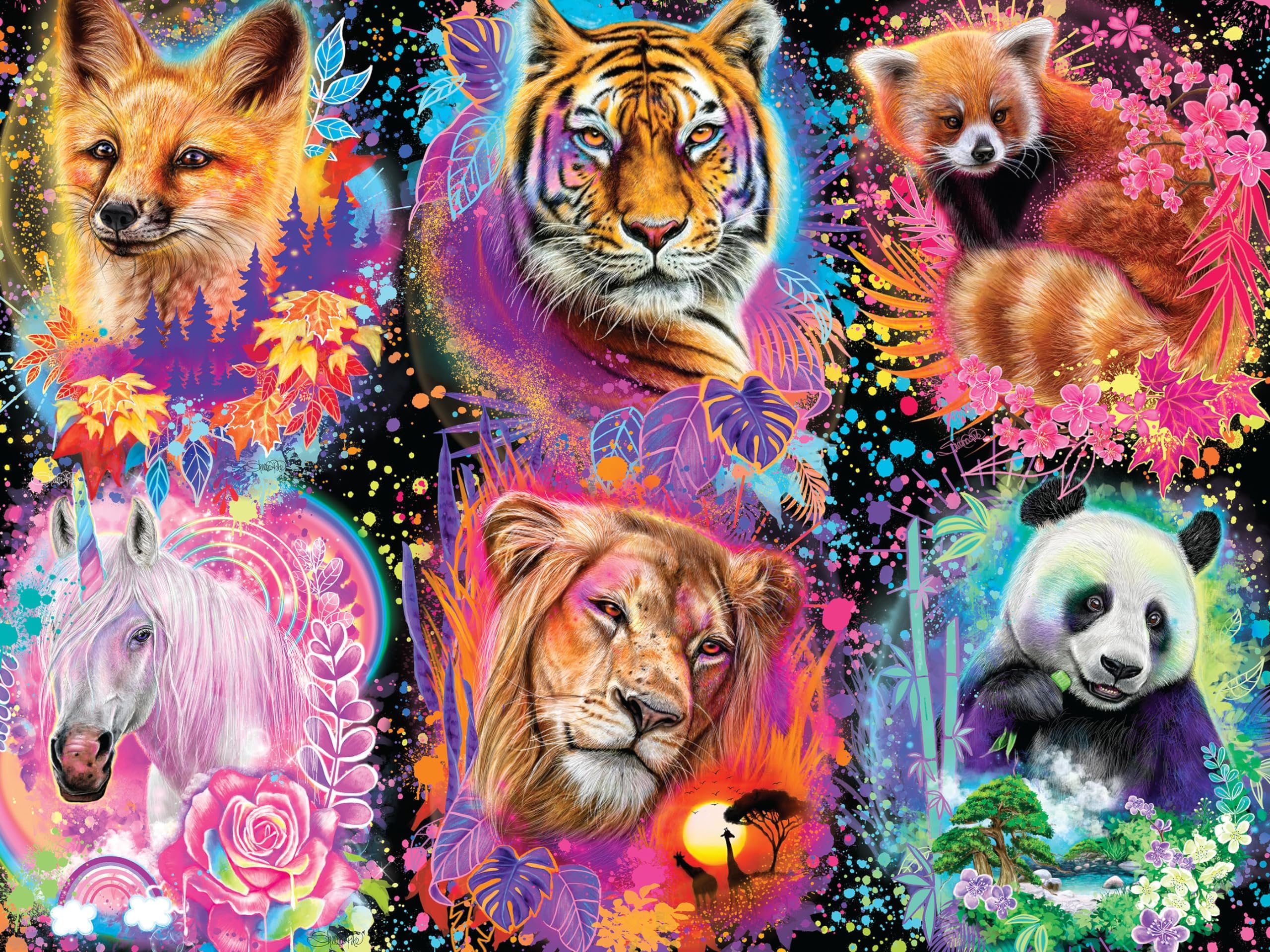 Ceaco - Brilla en la Oscuridad - Animales Brillantes Brillan - Rompecabezas de 750 Piezas