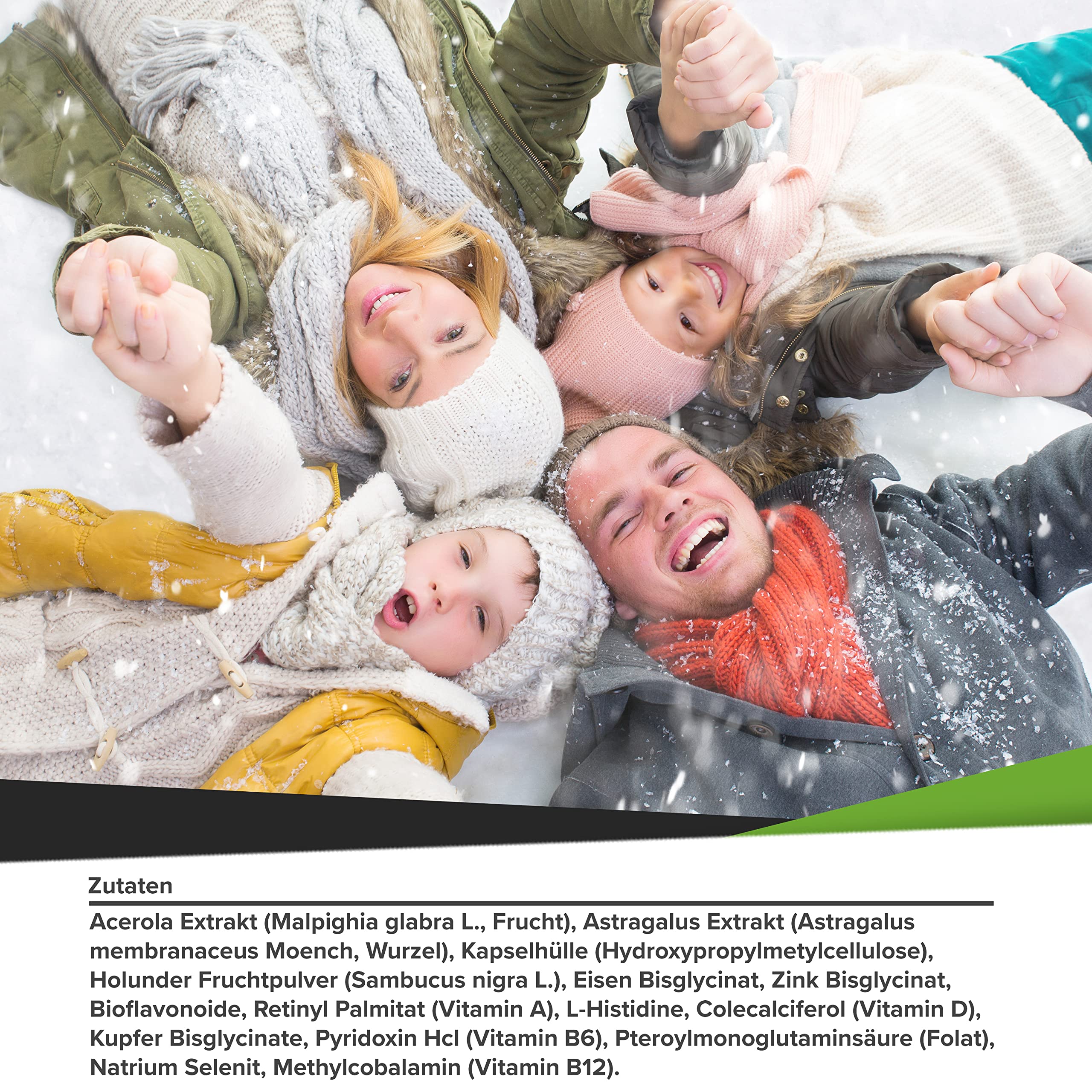 12 en 1 Immune Pro el Refuerzo Multivitamínico 120 cápsulas de alta dosis con vitaminas A, B6, B12, C, D, extractos vegetales de acerola y saúco, y los minerales hierro, cobre, selenio y zinc.