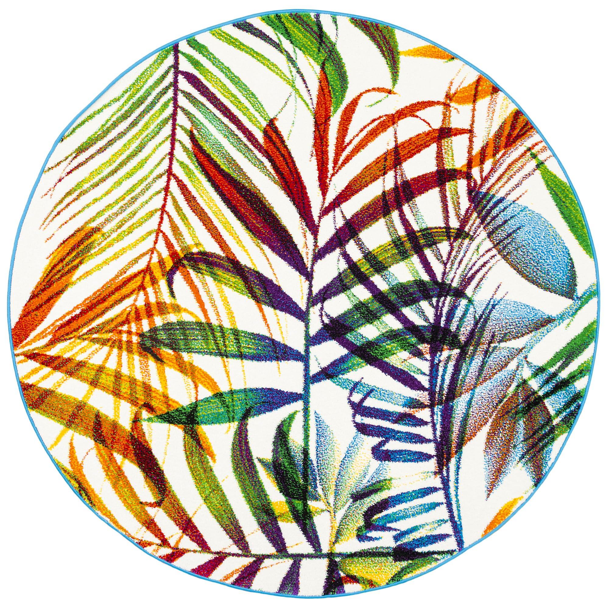 Pergamon Designer Teppich Faro Tropical Bunte Zweige Rund in 3 Größen
