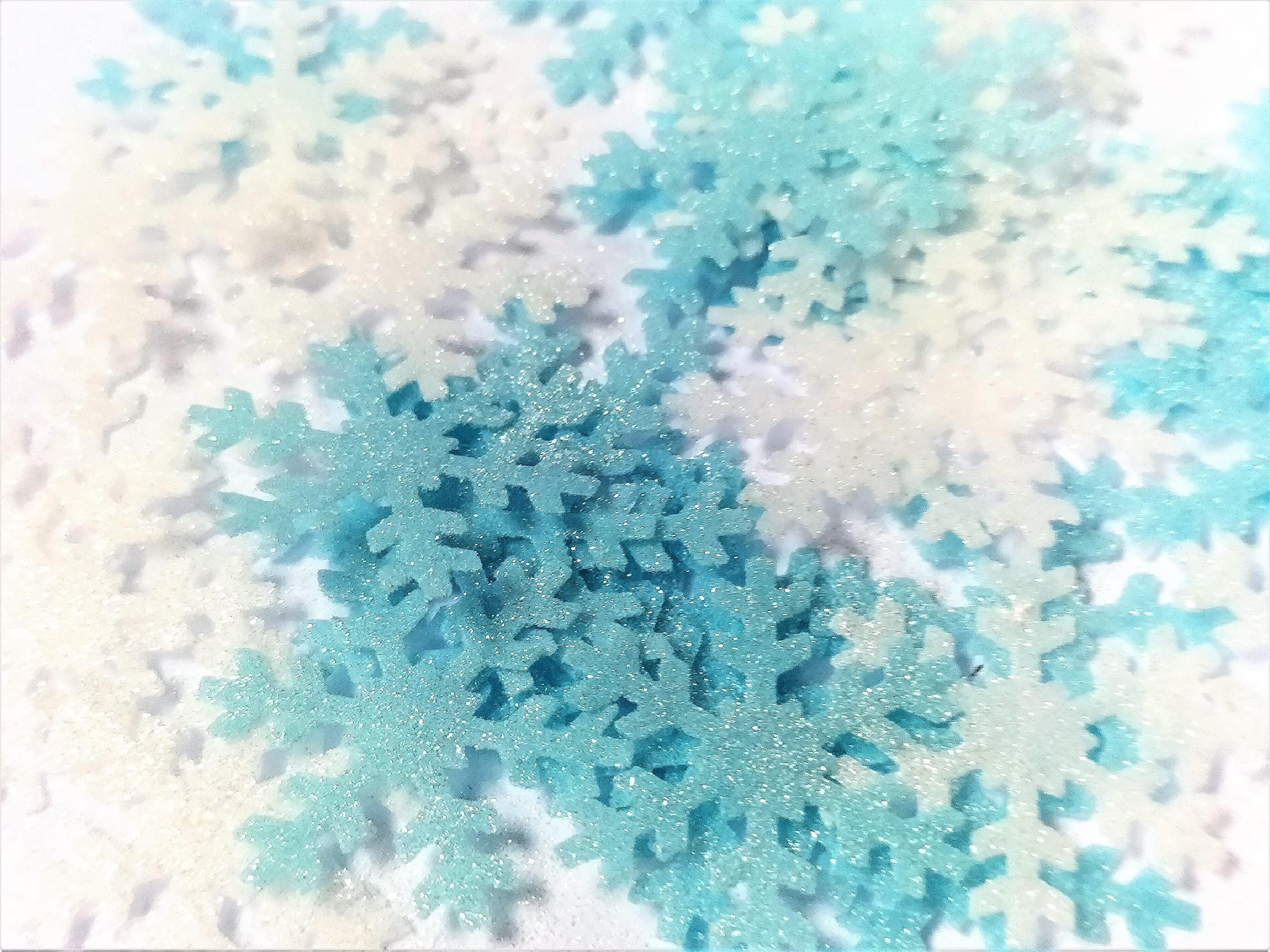 Toppercake Blue &White Pearlescent Shimmer Edible Wafer Snowflake Cupcake Decoration Cake Topper (pack of 40)