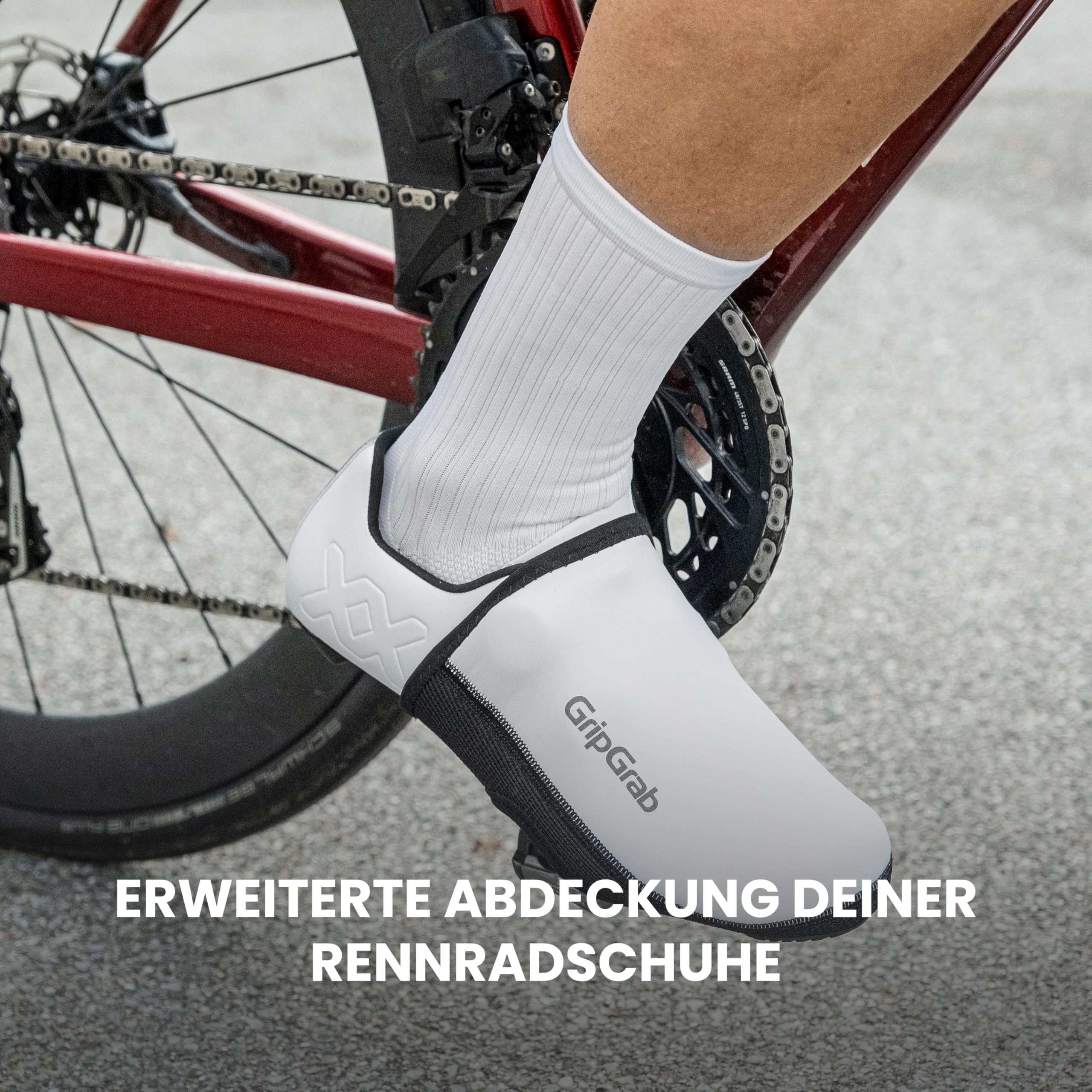 GripGrab PACR Winddichte Rennrad Zehen Überschuhe - Neopren Zehenkappen | Isolierendes Neopren, wasserabweisend - für schlanke, rennorientierte Rennradschuhe - Sohle verstärkt