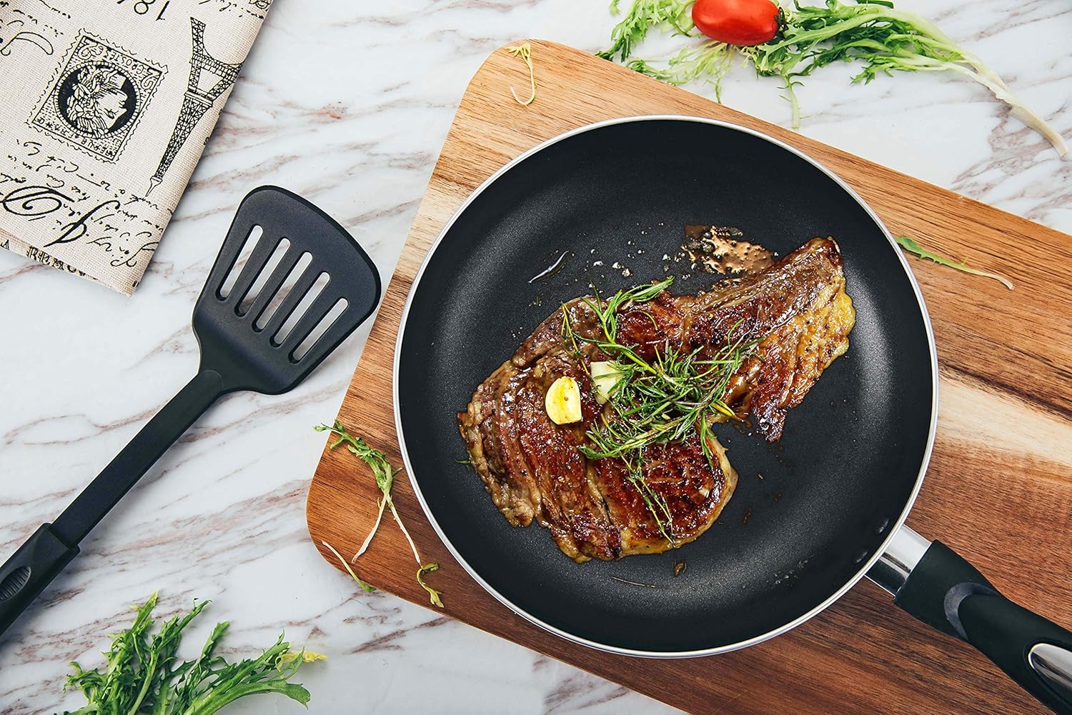 Alpine Cuisine Fry Pan 13-Inch Nonstick Coating Gray, Frying Pans Nonstick for Stove with Stay Cool & Comfortable Handle, Durable Nonstick Cookware, Ideal for Family