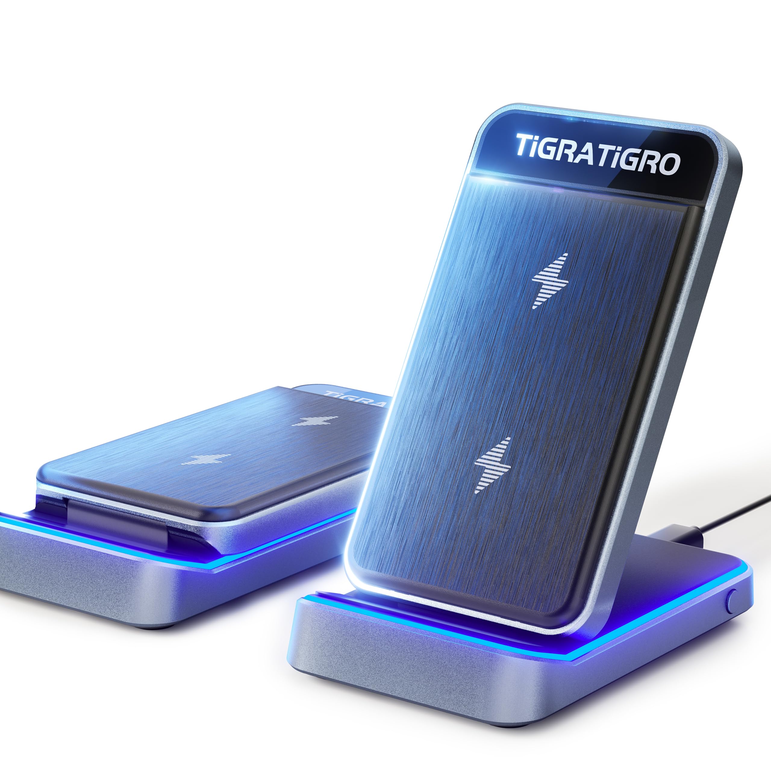 TigraTigro Caricatore Wireless 15W Qi Pieghevole, Ricarica Rapida per iPhone 16/15/14/13/12, Samsung Galaxy Google Pixel, Supporto Auricolari, Design Compatto (Nero)