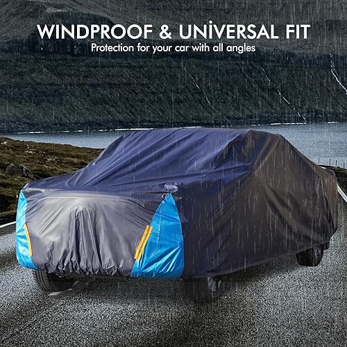 Miniatura 34 de Funda impermeable para automóvil para todo tipo de clima, 6 capas para exteriores, cubierta exterior completa, lluvia, sol, UV, nieve