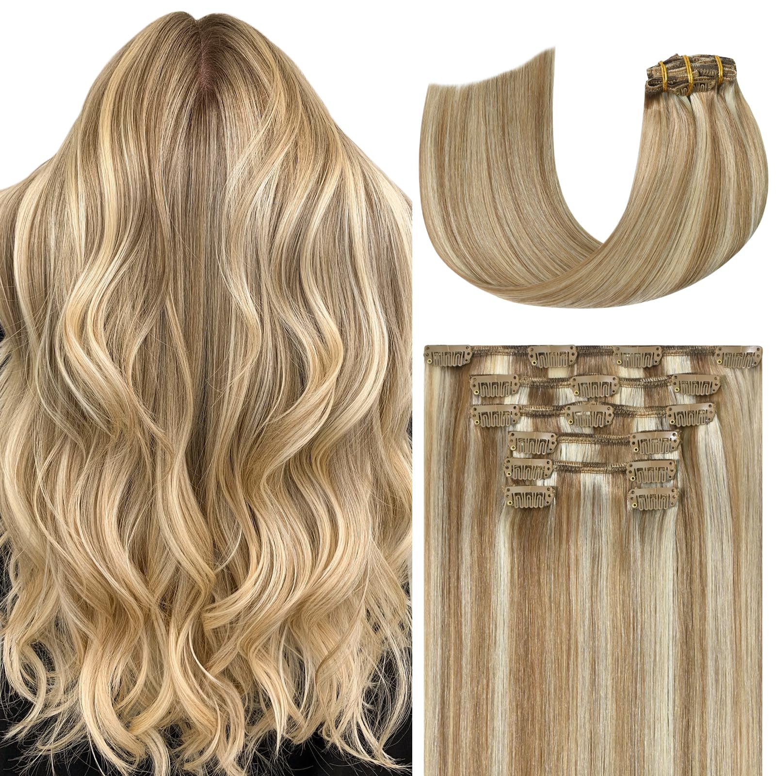 WindTouch Clip in Hair Extensions Human Hair, 15 Inch 75g #4 Medium Brown Hair Extensions for Women Real Human Hair Clip in, Remy Human Hair Extensions Clip ins, Soft Natural Straight — view 68