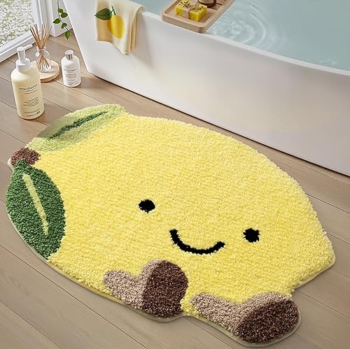 Miniatura 21 de LUMI Lindas alfombras de baño, divertidas alfombras de pasillo de frutas, alfombra de baño suave y esponjosa, absorbente, antideslizante para baño,