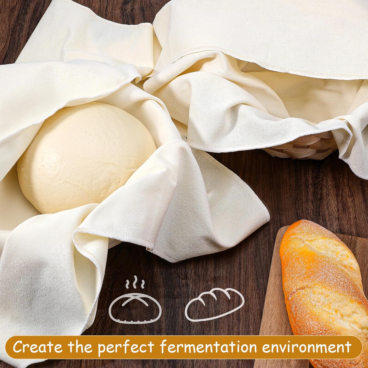 SHENLIU 6 Pcs Thick Tea Towels for Baking Sourdough, 28x28" 100% Cotton Wrinkle-resistant Bread Basket Flour Sack Towels Unbleached Bread Towel for Proofing Cover Dough Raising Breads Making - Image 5