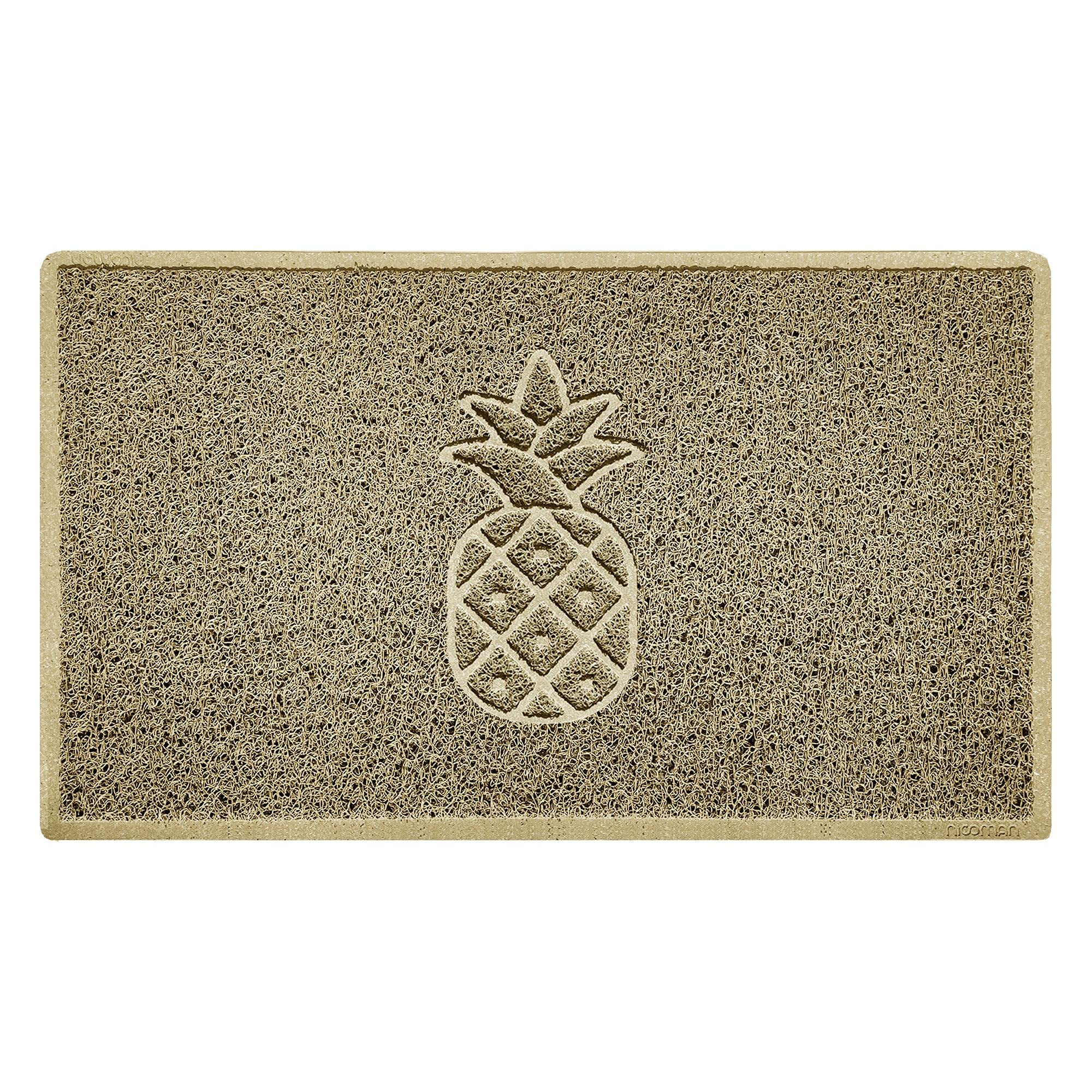 Nicoman Pineapple Embossed Shape Door Mat Dirt-Trapper Washable Barrier Doormat-(Use Indoor or Sheltered Outdoor)-(75x44cm/29.5x17.3inches,Medium) Beige