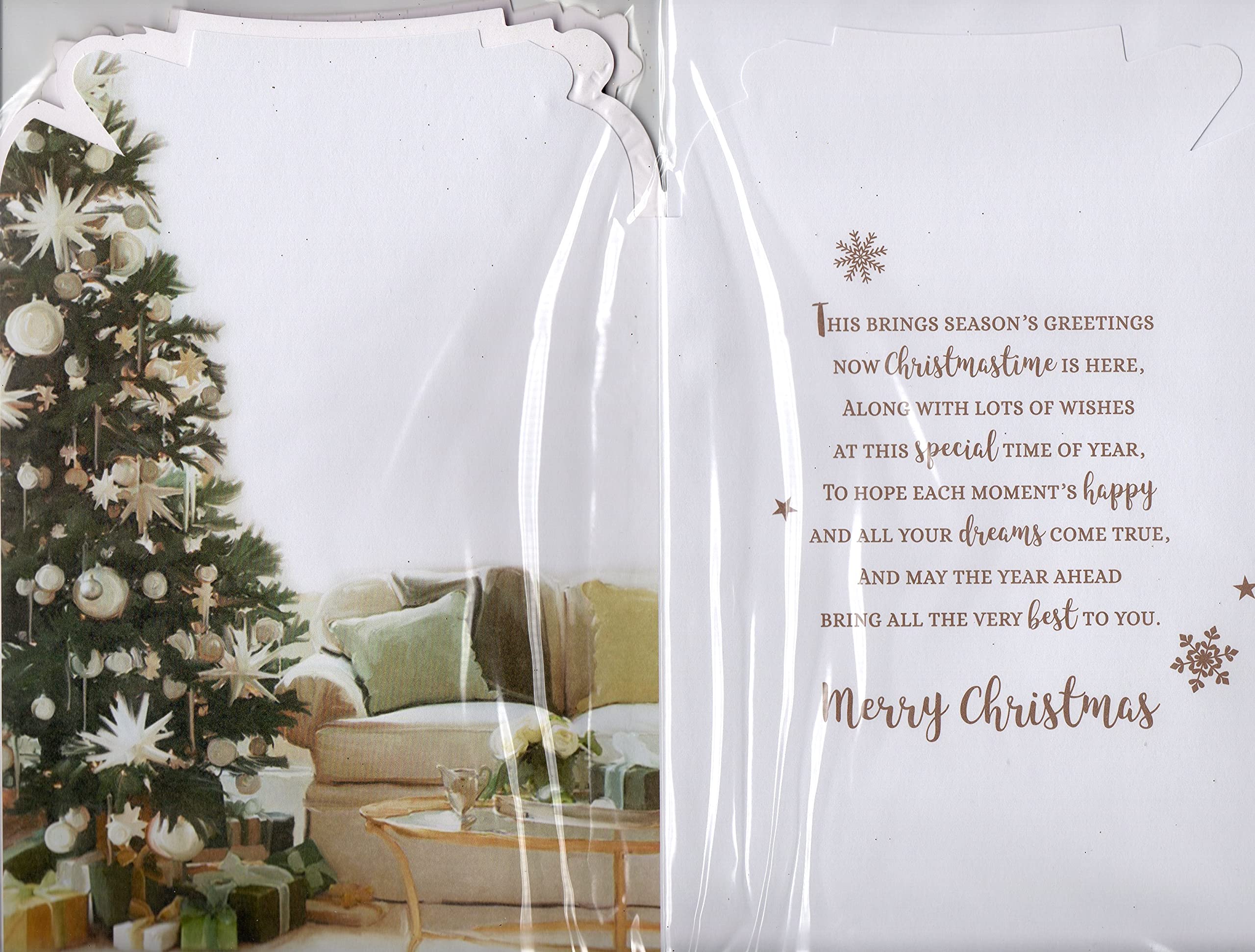 Biglietto Auguri Natalizio Second Ave Dad – Scritta Inglese Christmas, Formato A5, Premium Carta Lino Oro