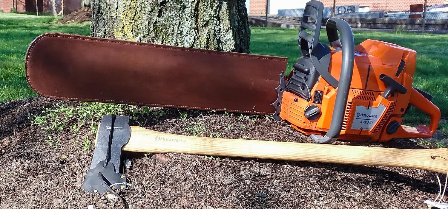 Leather Chainsaw BAR Cover Scabbard with Wrench Holder 20-25"