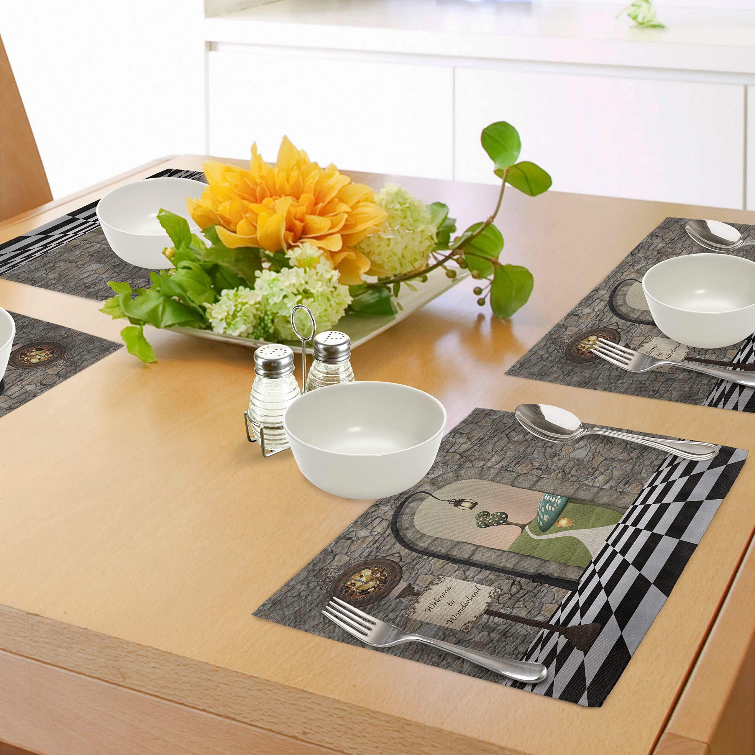 ABAKUHAUS Colorato Tovaglietta Americana Set di 4, Foglie