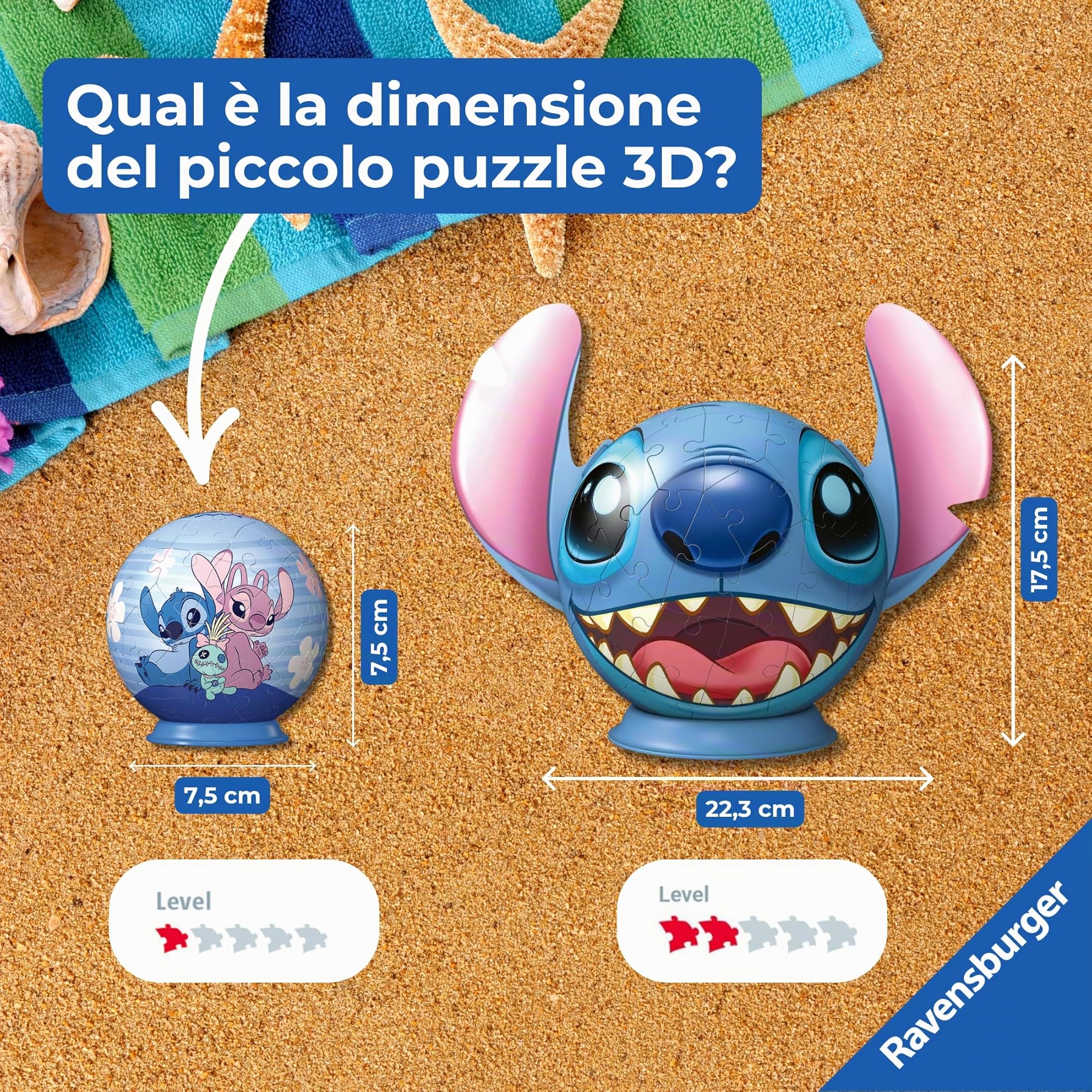 Ravensburger - Puzzle 3d Disney: Stitch Sferico | Puzzle 3d Bambini 6 Anni O Più | Regalo Stitch Bambina E Bambino 54 Pezzi | Giochi Bambini 6 Anni Sferico Da Disney