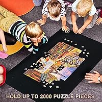 Vista 7 de Becko US Tapete de rompecabezas de 2000 piezas enrollable con bomba negra y bolsa de almacenamiento con cordón, alfombrilla de fieltro negro para un