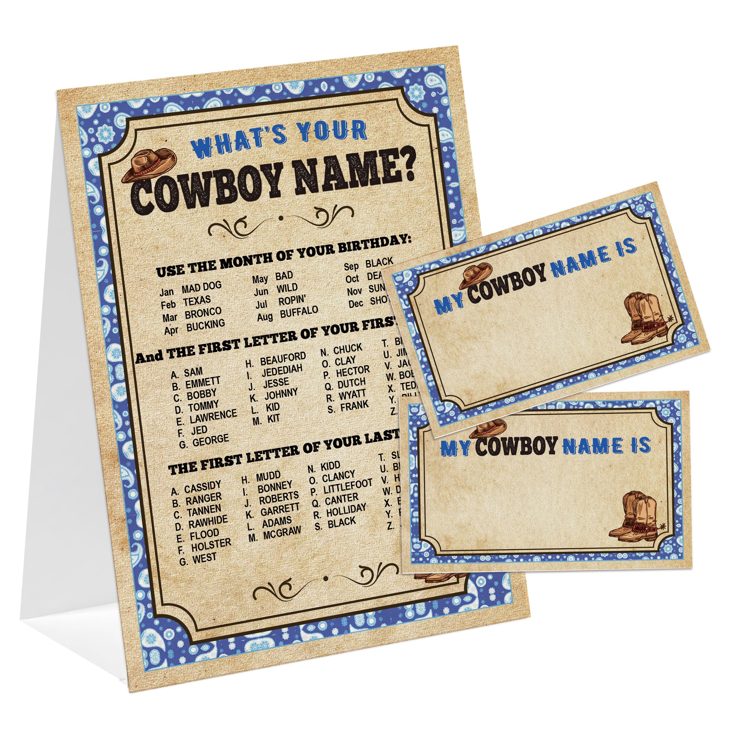 stizak Cowboy Theme What's You Cowboy Name Game, Baby Shower Game Stickers, Birthday Game, Party Decoration, Activity Game for Office or Class,
