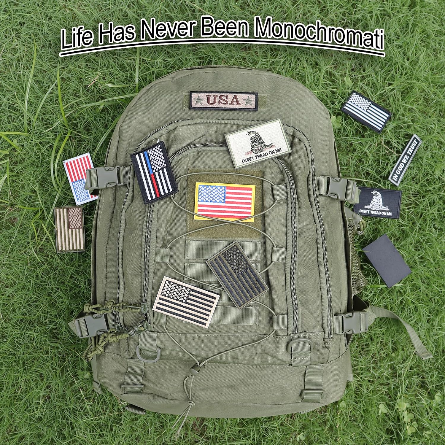 American Flag Patch 12 Pcs Bundle Set Full Embroidery Hook and Loop Fastener Funny Tactical Morale Military Uniform Emblem Patches for Backpacks Army Gears Dog Vest Harness 2x3 inches image 4