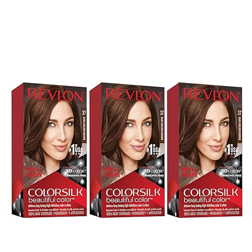 REVLON Colorsilk Beautiful Color - Tinte permanente para el cabello con tecnología 3D Gel y queratina 100 cobertura de las canas marrón dorado