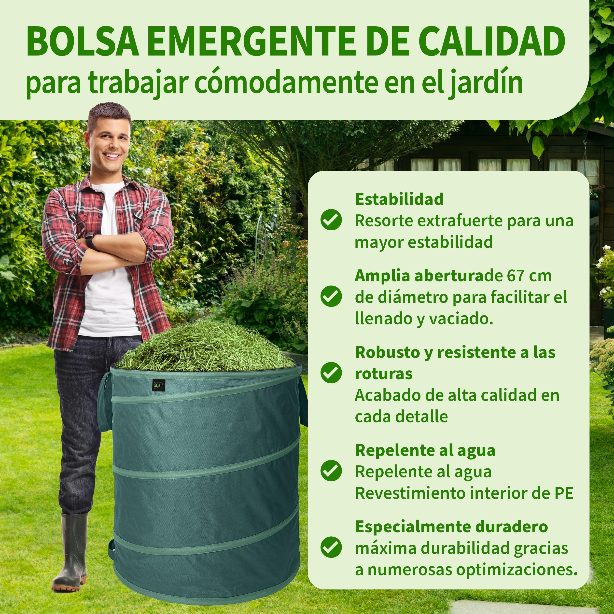 TTL GARDEN 2 bolsas de jardín Pop Up de 270 l, 220 g/m², 600D Oxford, plegables