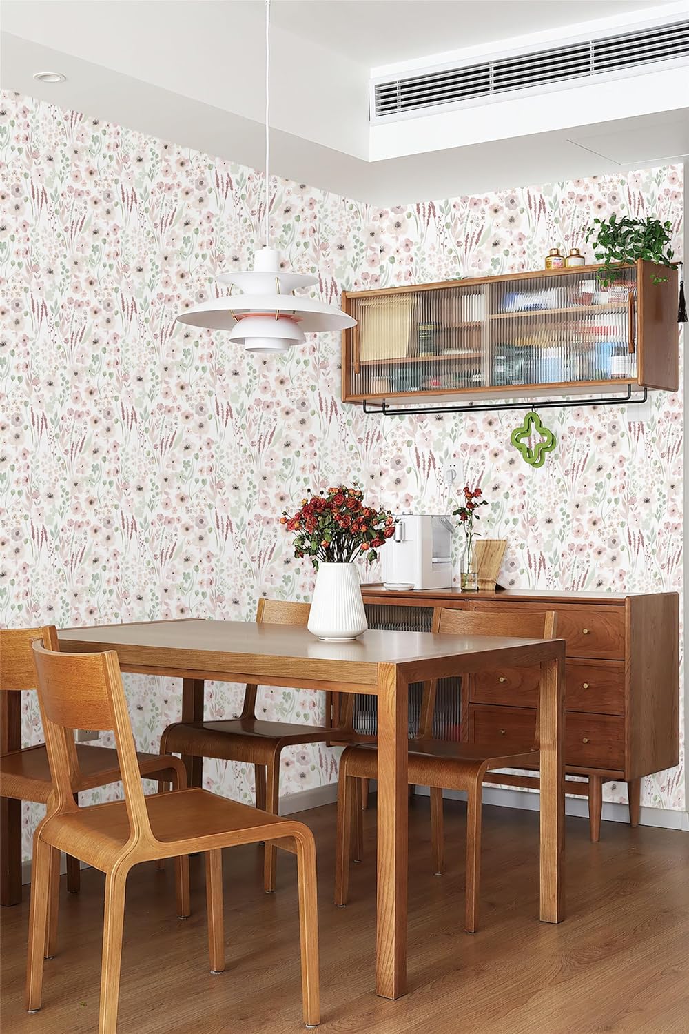 Yasinet Pink Floral Peel and Stick Wallpaper Boho Wall Paper Pink and White Contact Paper for Girls Bedroom Removable Wallpaper for Cabinets Self Adhesive Vinyl 17.3" x 393.7"