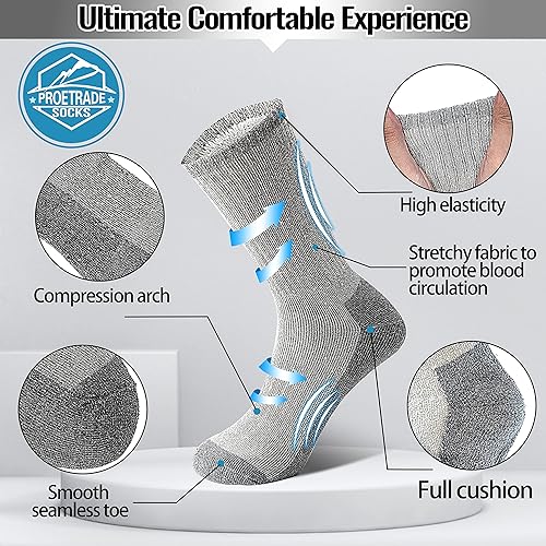 Miniatura 2 de ProEtrade 4 Pairs Merino Wool Hiking Socks Thermal Warm Winter Cushion Moisture Wicking Boot Socks for Men