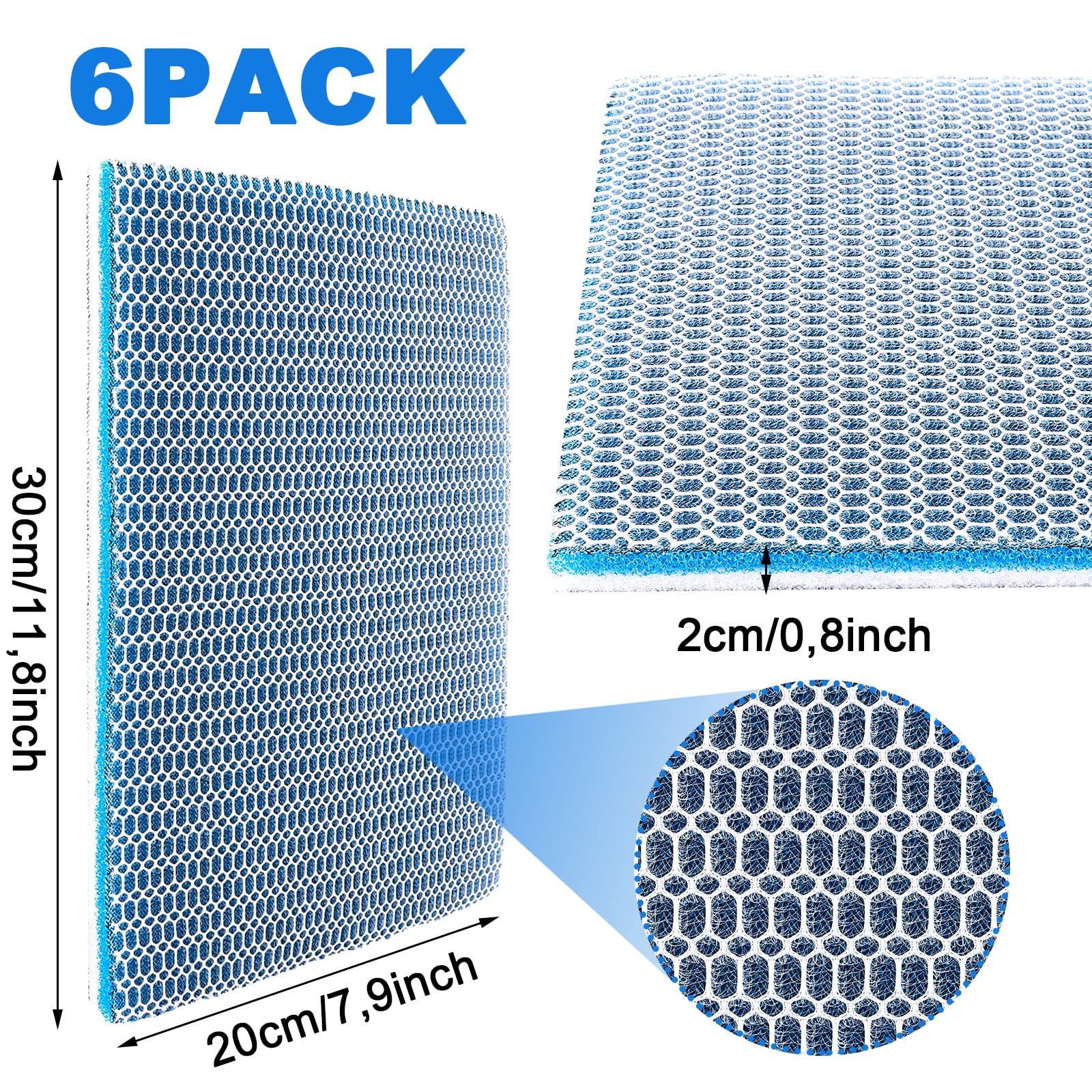 YAYODS 6 unidades de algodón filtrante 8D para acuario 30 x 20 x 2 cm – Esponja de filtro espesada para acuario – Material de filtro de acuario – algodón bioquímico – Filtro de fieltro para acuarios