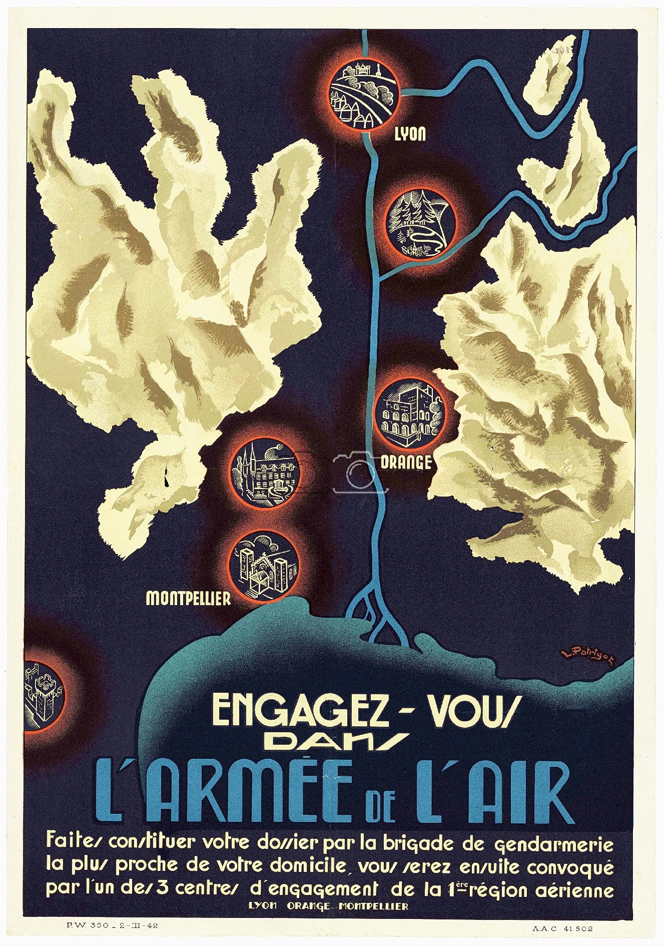 ARMéE ENGAGEZ-Vous ARMéE de L'AIR Redw-Poster/Reproduction HQ 80x110cm d'une Affiche Vintage