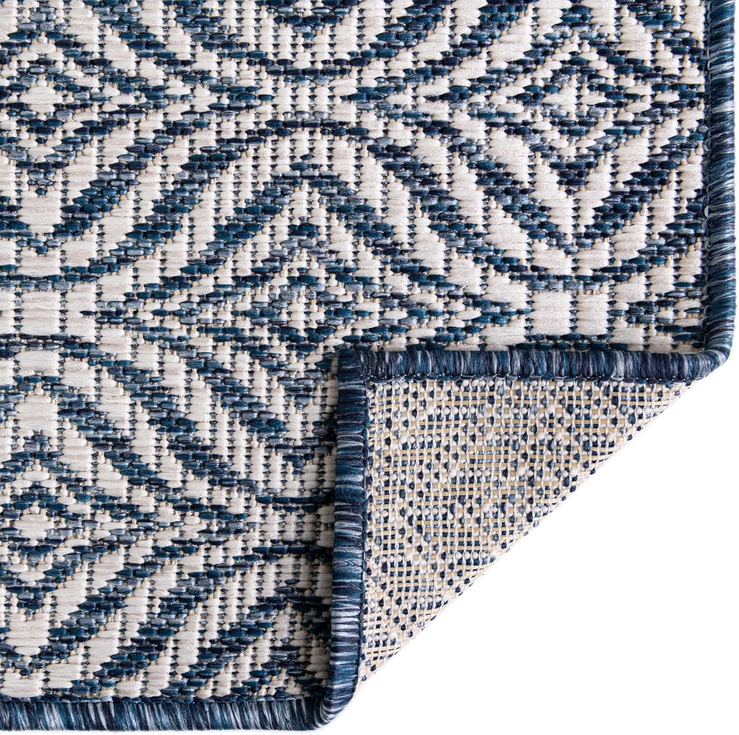 Unique Loom Outdoor Trellis Collection Area Rug - Deco Trellis (5' 1" x 8' Rectangle, Blue/ Ivory)