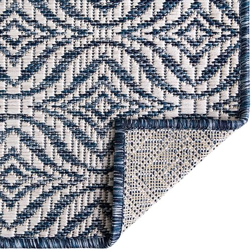 Miniatura 7 de Unique Loom Outdoor Trellis Collection Area Rug - Deco Trellis (8' x 11' 4" Rectangle, Blue Ivory)