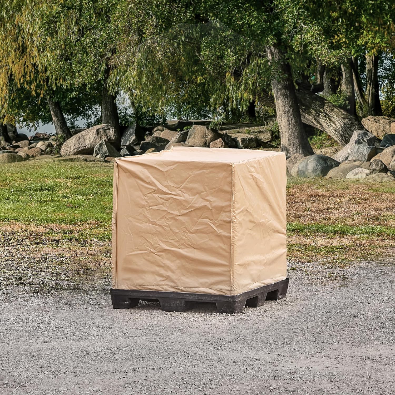 Transhield | Square Universal Outdoor Pallet Cover | Use w/Pallets, AC Units, Generators, Patio Furniture | Waterproof & Heavy Duty (36"x48"x36")