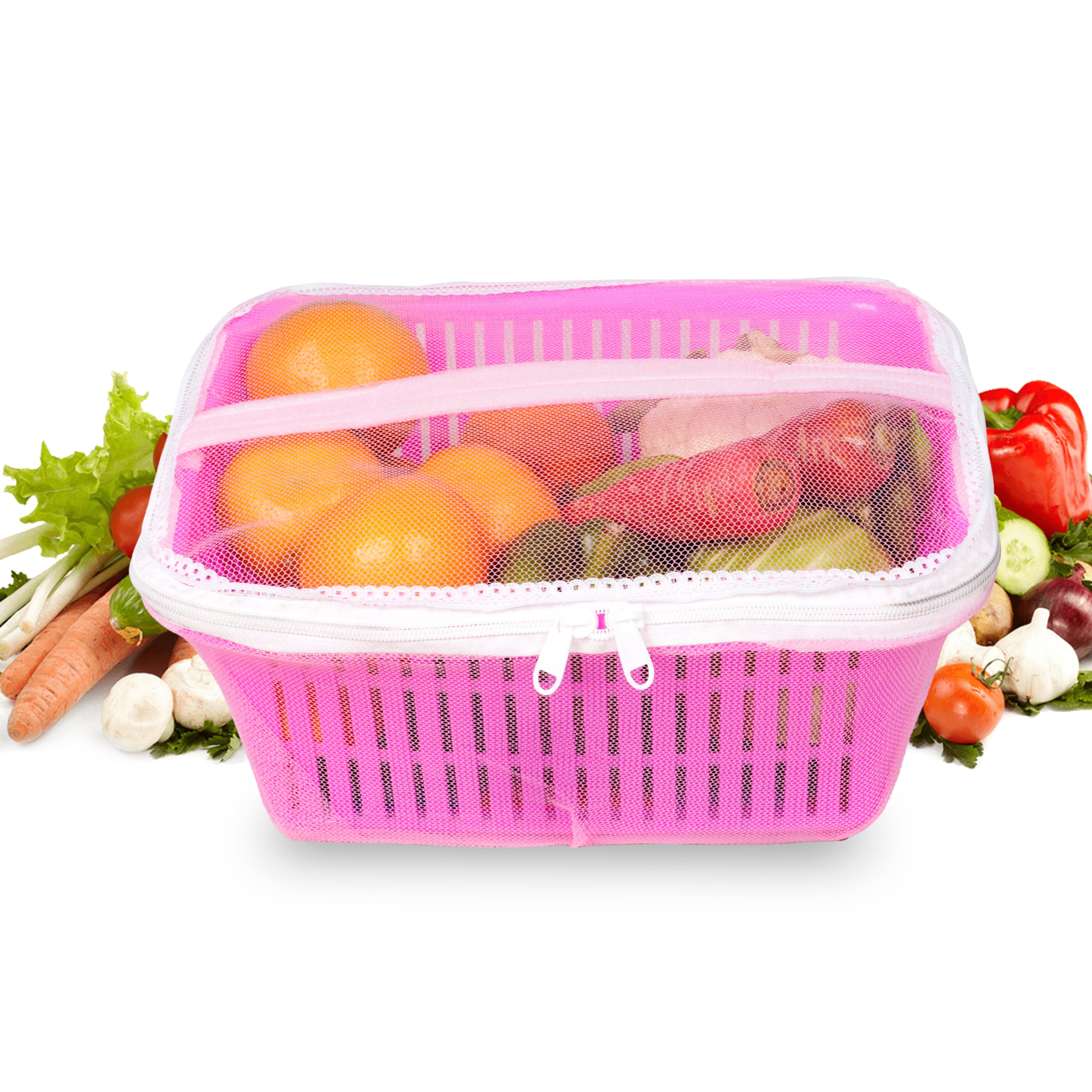 CRELZOS Vegetables Basket with Net Cover - Stylish Fruit Basket for Kitchen, Space-Saving Vegetable Storage Rack - Keep Your Kitchen Organized and Fresh with Practical and Elegant Solution (Pink) (B0CQXVKG48) Amazon Price History, Amazon Price Tracker