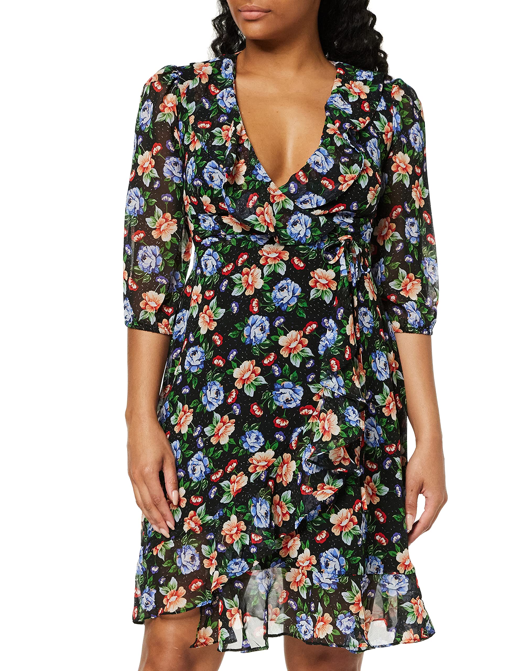 Truth & Fable Donna Vestito Midi a Portafoglio in Chiffon