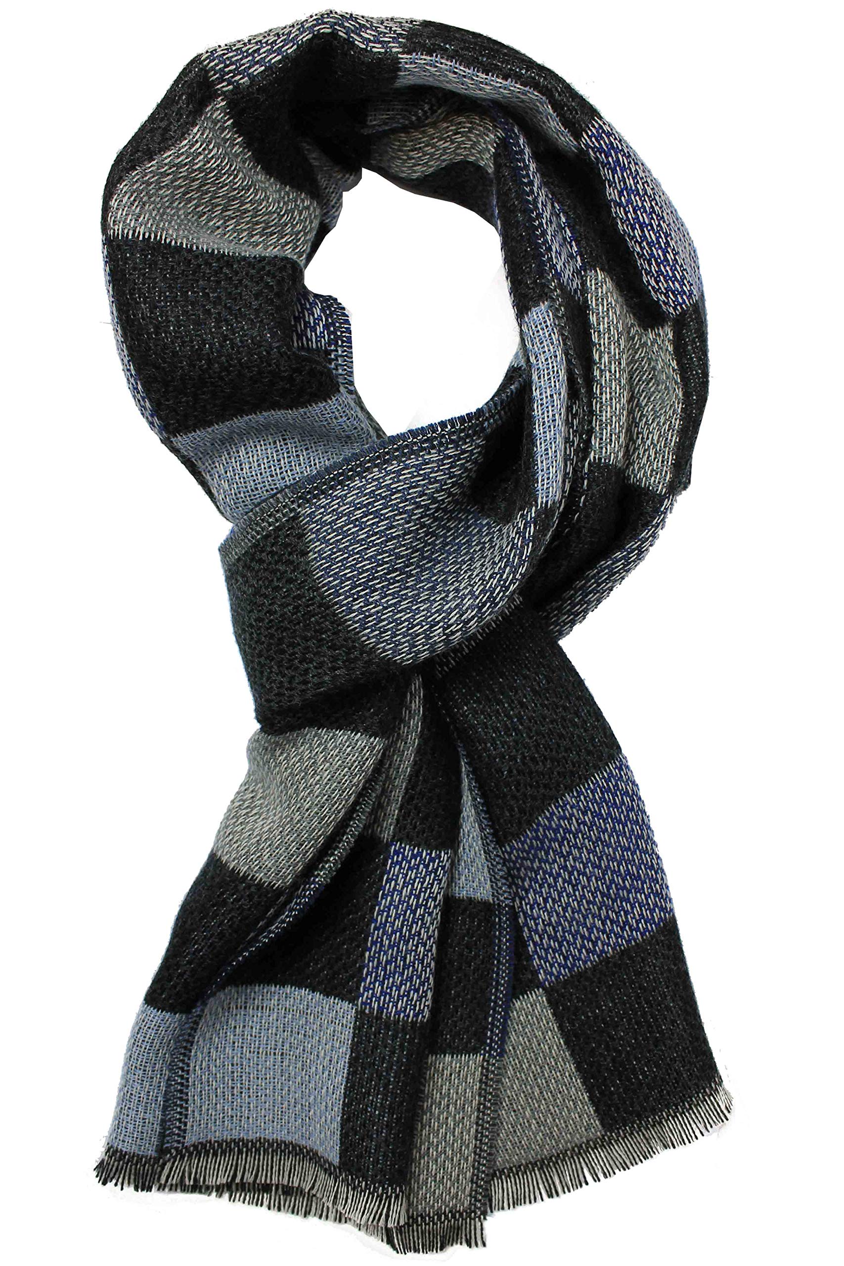Sciarpa di lana sciarpa da donna sciarpa invernale sciarpa da uomo calda a quadretti blu 195 x 38 cm Made in Germany