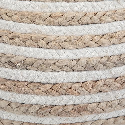 Miniatura 49 de SIMPLIHOME Nisi - Puf redondo de punto para exterior/interior en poliéster PET reciclado gris claro para sala de estar, dormitorio y habitación de