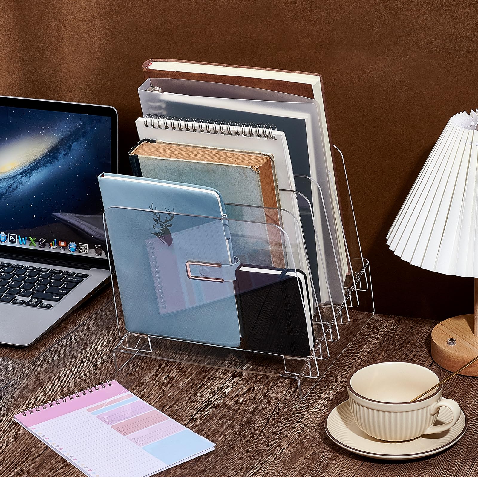peacoblue Acrylic Desk File Organizer, Clear Vertical File Sorter with 5 Sections, Mail Sorter & Folder Holder Rack Stand for Documents, Binders, Notebooks, Office & Home - Image 4