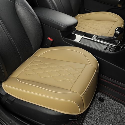 JOJOBAY Paquete de 2 fundas de cuero para asiento de automóvil, fundas de asiento inferior para automóviles, protector de asiento delantero, apto