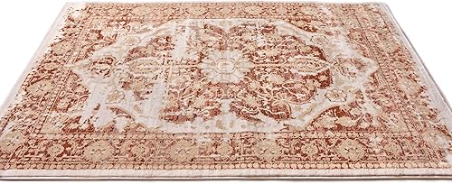 Miniatura 5 de Well Woven Kensington Maxwell - Alfombra moderna de cobre con medallón antiguo, estilo vintage, envejecida, 2 pies 3 pulgadas x 7 pies 3 pulgadas