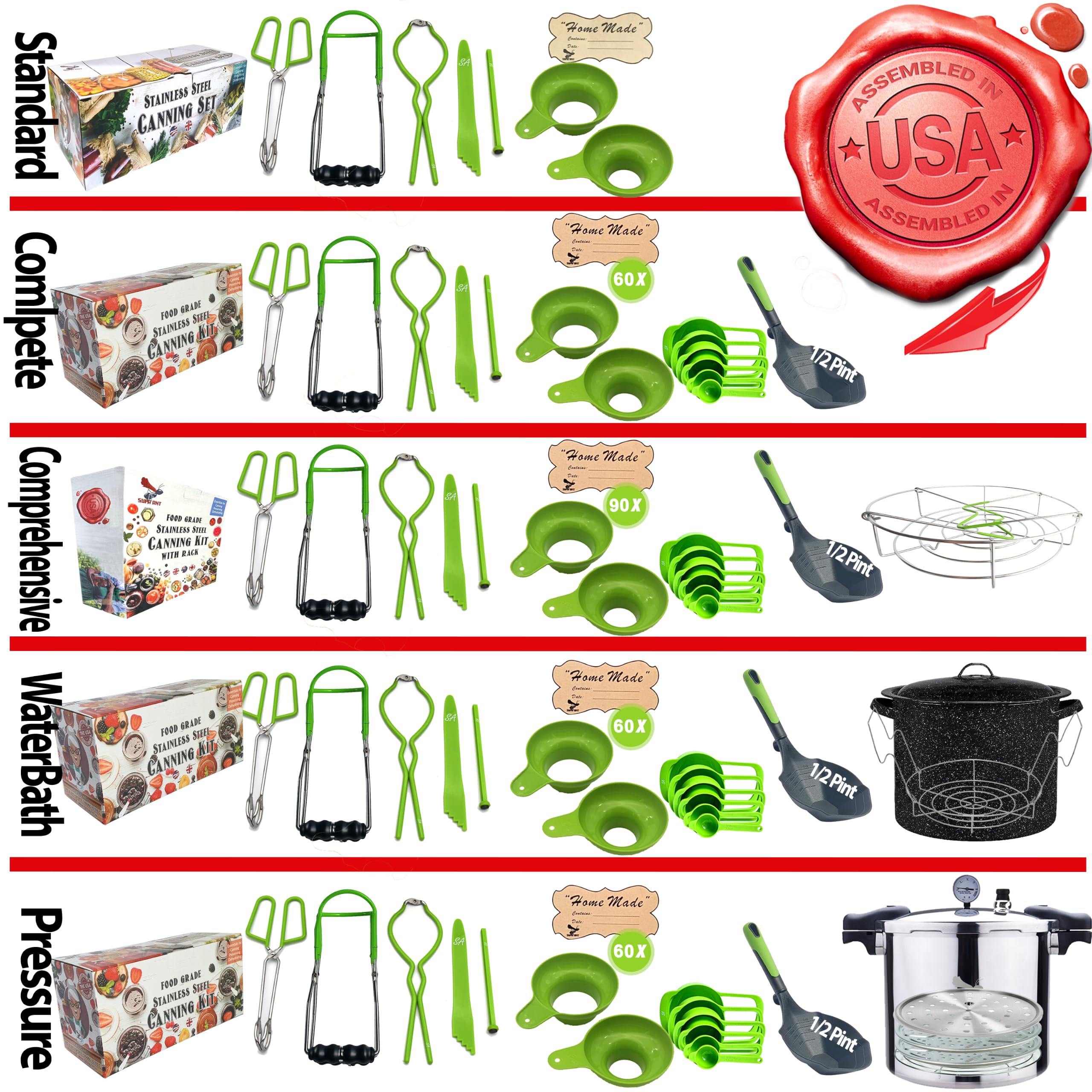 Water Bath Canning Kit - Stainless Steel Pot & Tools -6