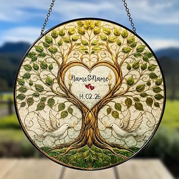 Custom Wedding Name Stained Glass Suncatcher Personalized
