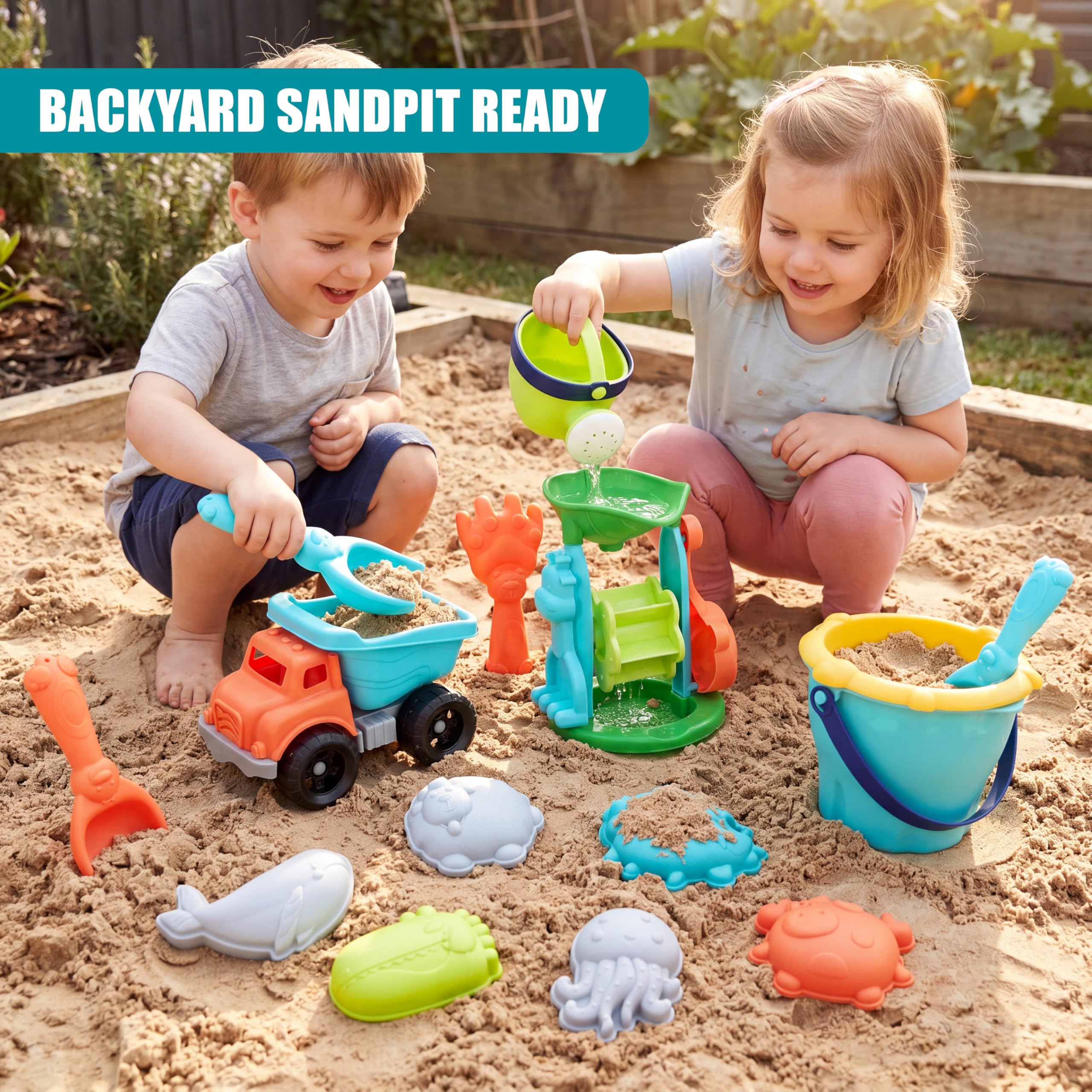 Sandwagen & Zubehör, Gabel, Spaten, Strand, Garten, Spielzeug, Kinder, 5-teiliges Set