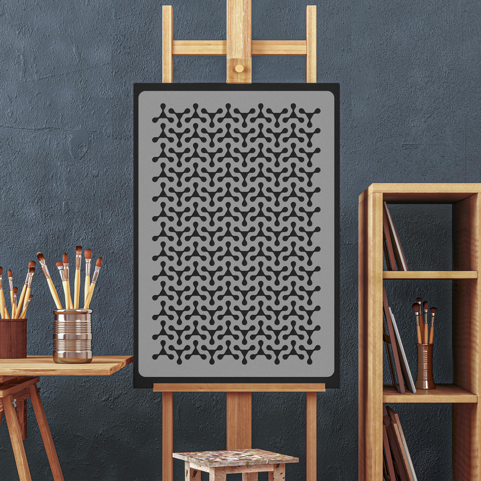 Nakleo Szablon Malarski do Malowania Ścian, Duży Rozmiar 59x95 cm Connected Dots Molecules Kropki, Wielorazowy Plastik, Geometryczny Wzór Tapeta, DIY Dom Dekoracje Wnętrz, Papier Ściany Tkaniny Drewno