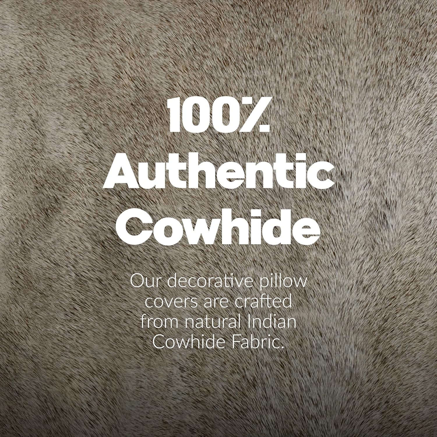 Natural Torino Cowhide Throw Pillows with Poly Insert | Accent Pillows Handcrafted from 100% Cow Hide, Grey, 18 in x 18 in