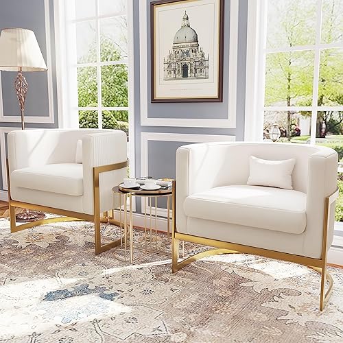 Miniatura 6 de Silla decorativa de terciopelo, moderna silla de barril con patas doradas, sillón tapizado para dormitorio, sala de estar, sofá, silla auxiliar de