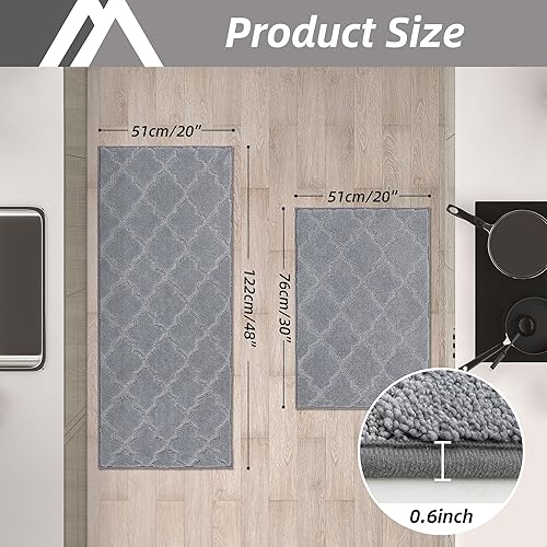 Miniatura 2 de COSY HOMEER Alfombras suaves de cocina 2 piezas para colocar en la parte delantera del fregadero, tapetes y tapetes de cocina súper absorbentes de