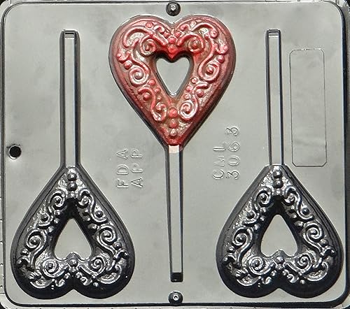 Molde de caramelo de chocolate piruleta de corazón Día de San Valentín 3063