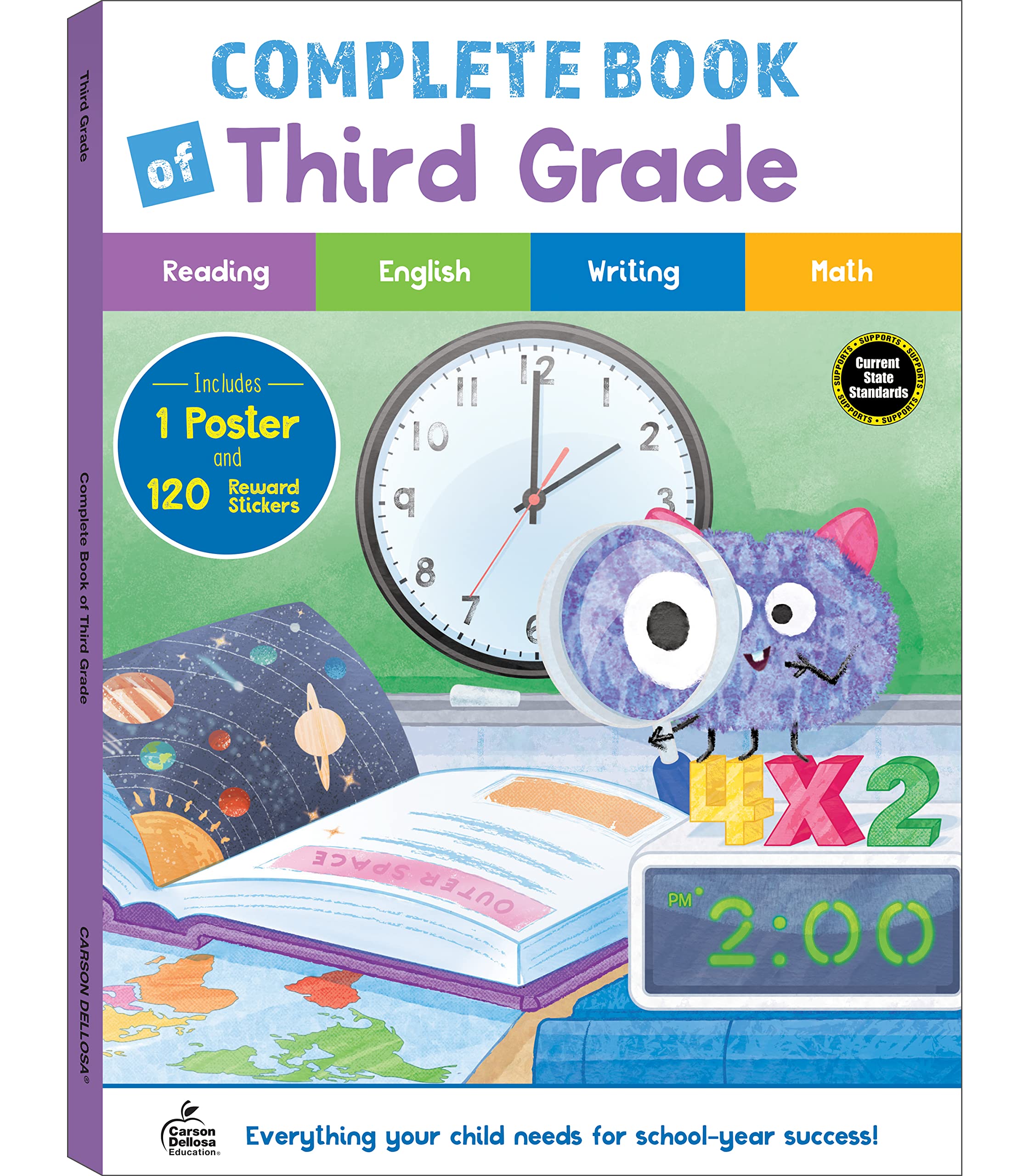 Carson Dellosa Complete Book of Third Grade Workbook, Reading Comprehension, Math, Language Arts, and Writing Practice, Classroom or Homeschool Curriculum