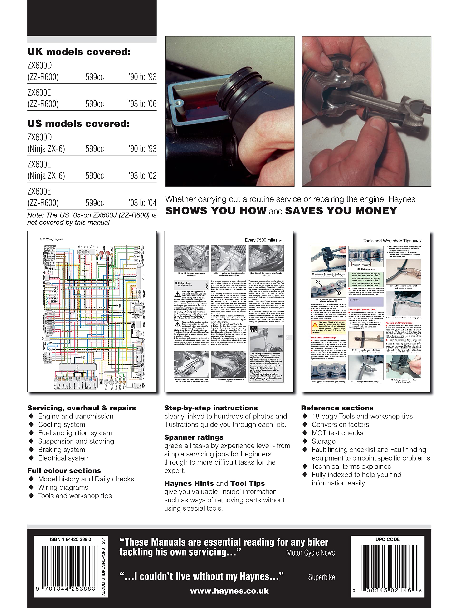 Kawasaki ZX600 (ZZ-R600 & Ninja ZX-6) '90 to '06 (Haynes Service & Repair Manual) - Image 2