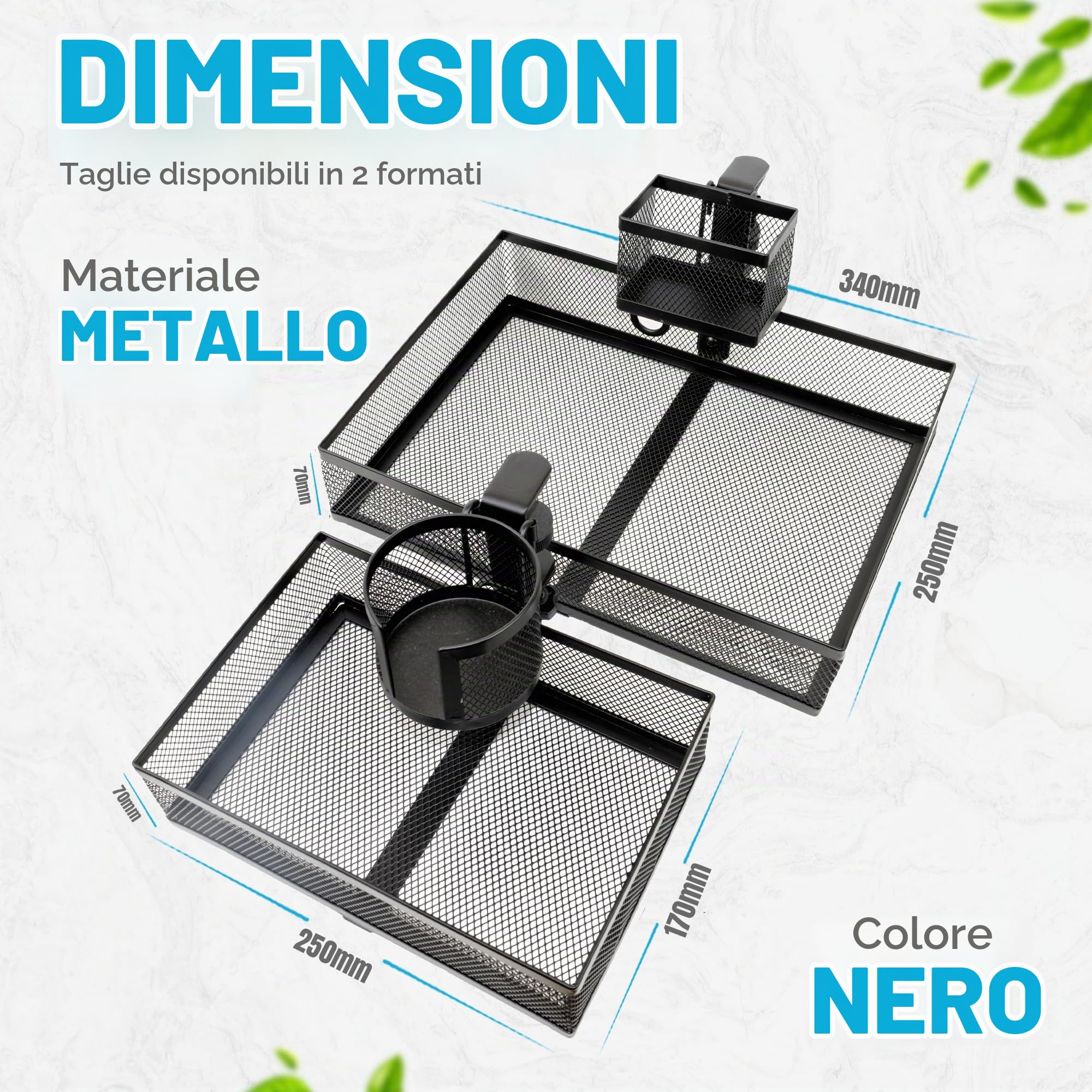 Organizer da scrivania con rotazione a 360 gradi, con supporto per telefono e tazza (340 x 250 x 70 mm)