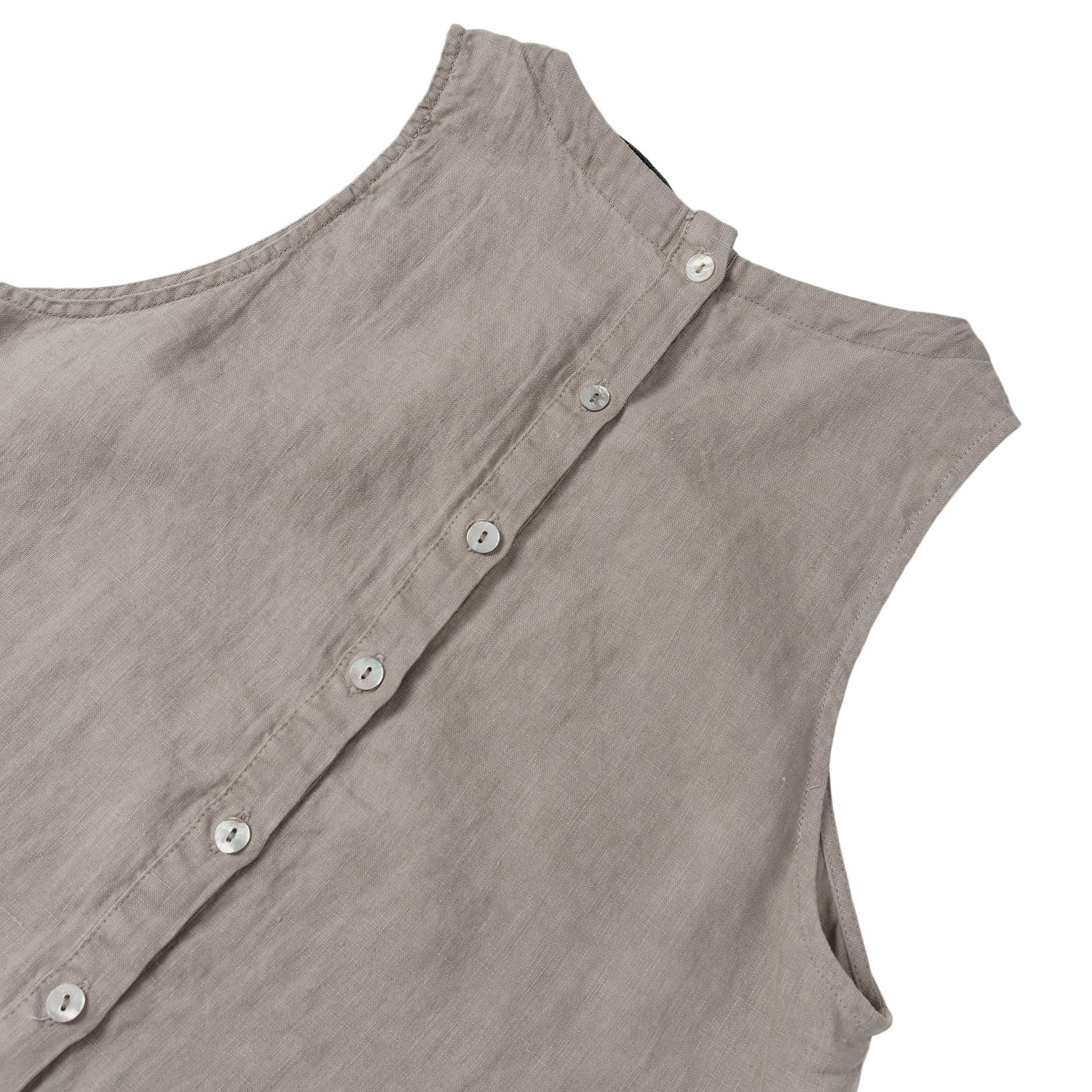 Amazhiyu Camiseta de tirantes para mujer, de lino, para verano, corta, sin mangas, cuello redondo, camiseta de verano, holgada, blusa de lino, con botones, espalda y tiempo libre