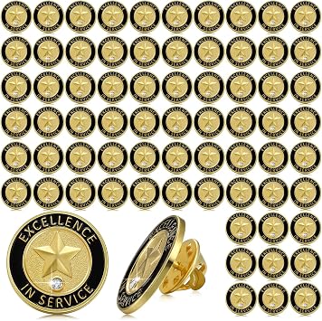 Crowye 72 Pcs Employee of The Month Lapel Pin 3/4 Inch Recognition Appreciation Gifts Employee Star Gold Plated Enamel Award for Employees Staff Team Volunteer Nurse TeacherExcellence in Service
